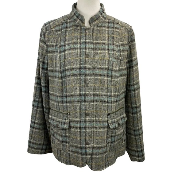 Vintage LL Bean Jacket Plaid Checkered Wool 90s Y2K Equestrian Women Size Large - Picture 12 of 12